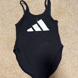 Adidas Black and White Logo Swimsuit